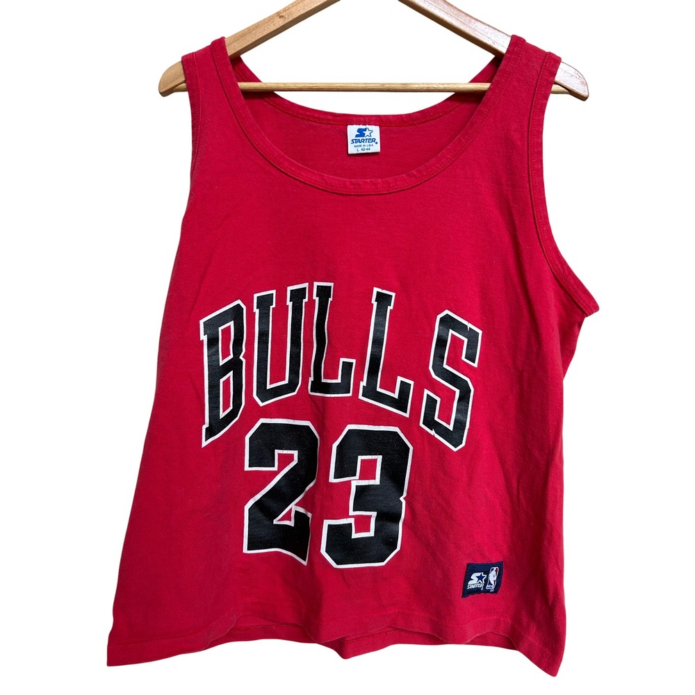 Vintage Starter Chicago Bulls Michael Jordan 23 Tank Top Jersey Red Mens Large